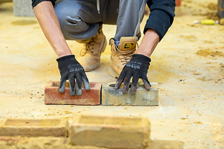 student learning construction skills